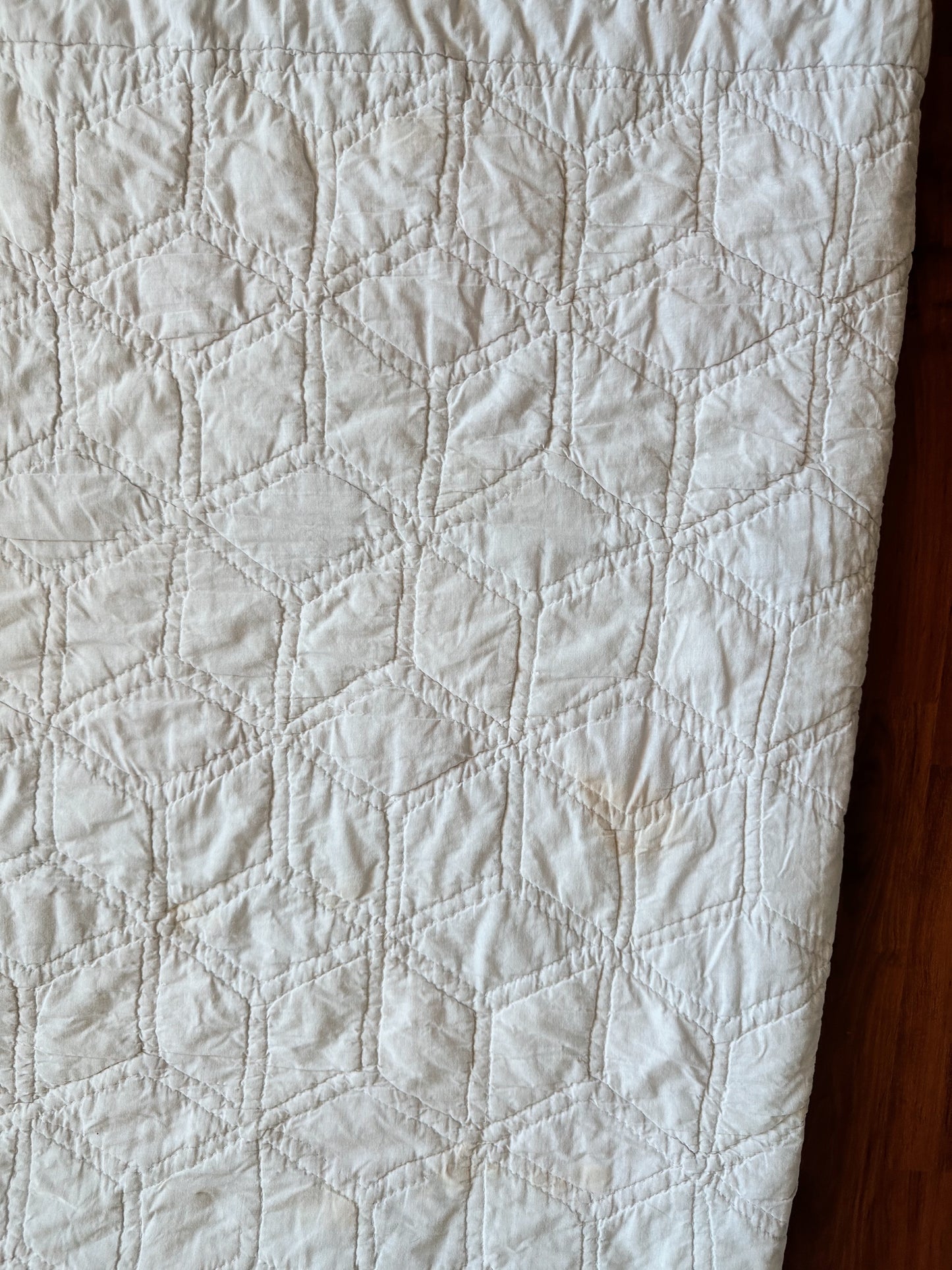 Vintage Hand Quilted Tumbling Blocks Quilt