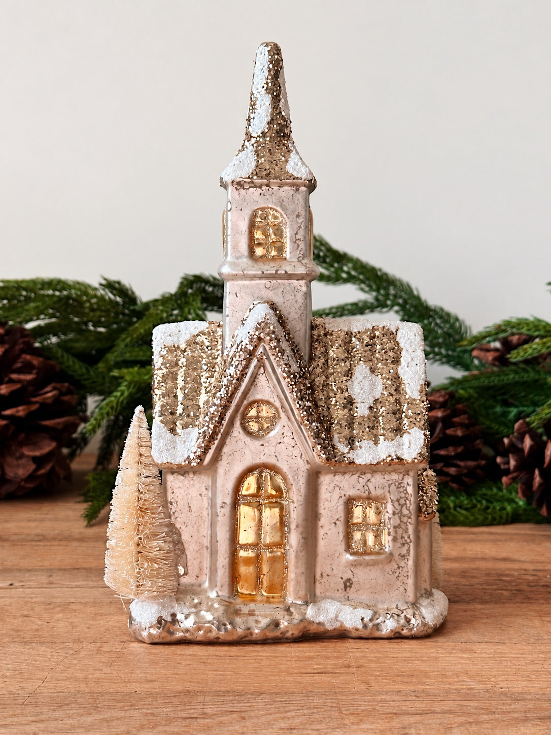 Sparkling Mercury Glass Light Up Houses