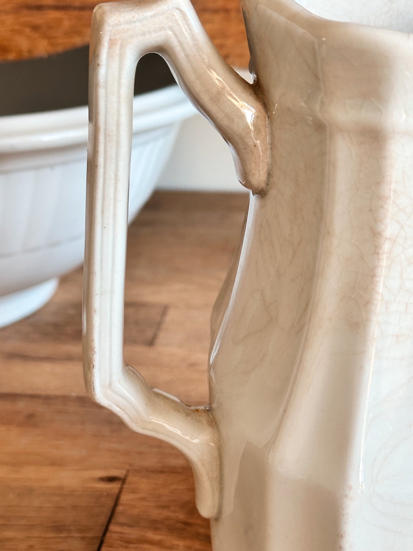 Beautifully Stained J&G Meakin Ironstone Pitcher