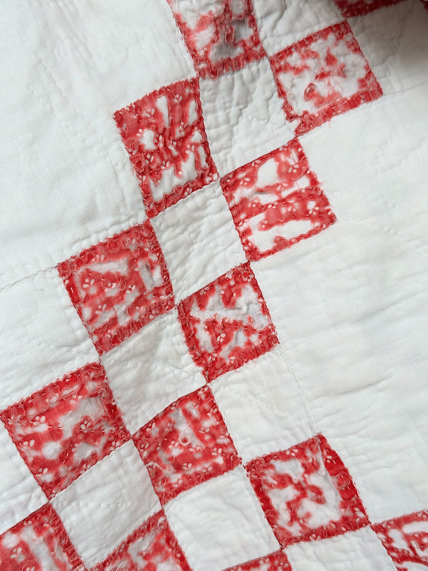 Vintage Hand Stitched Irish Chain Cutter Quilt