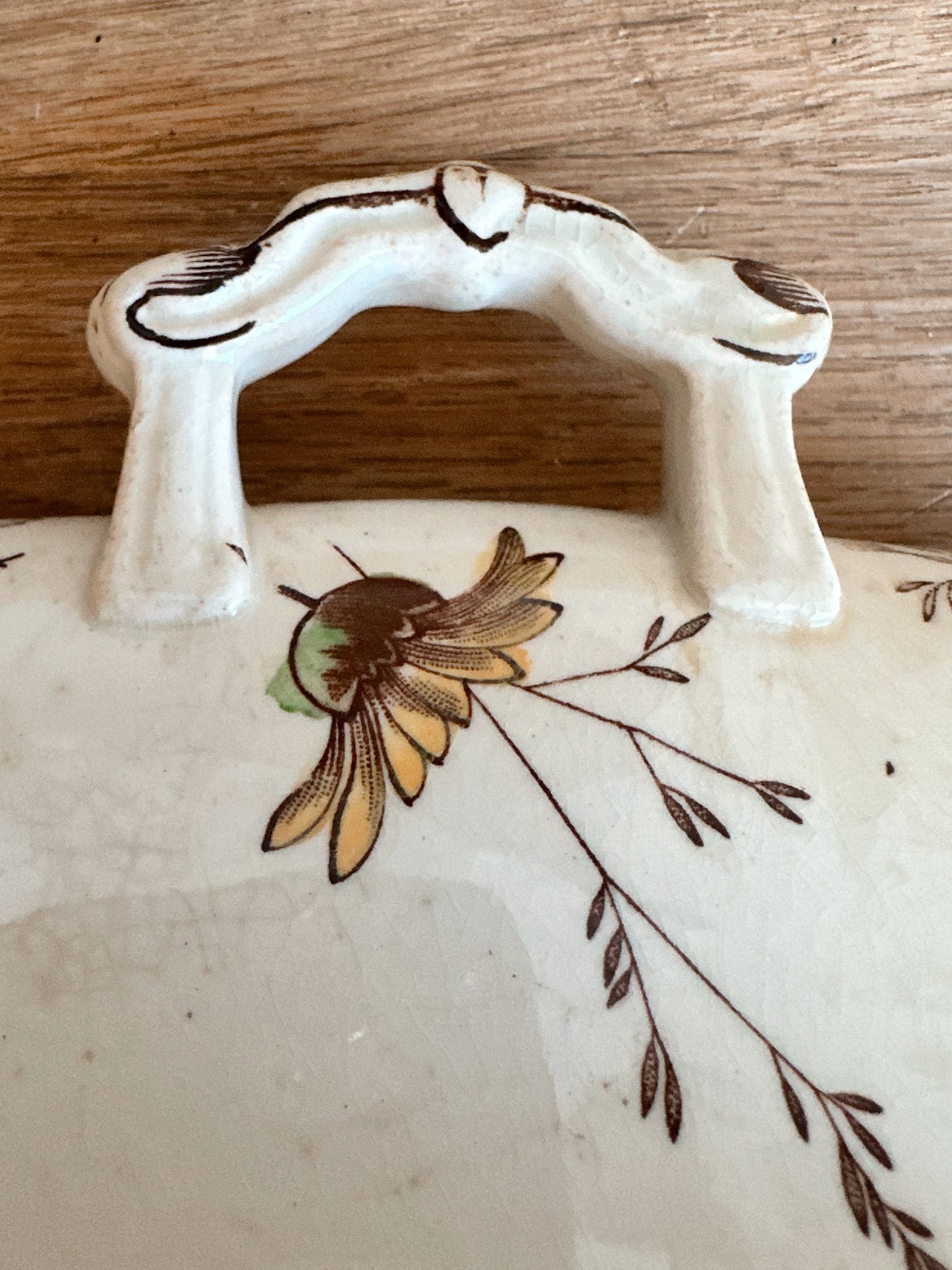 Antique 1801s Florine William Alseger Adderley & Co English Ironstone Covered Vegetable Dish