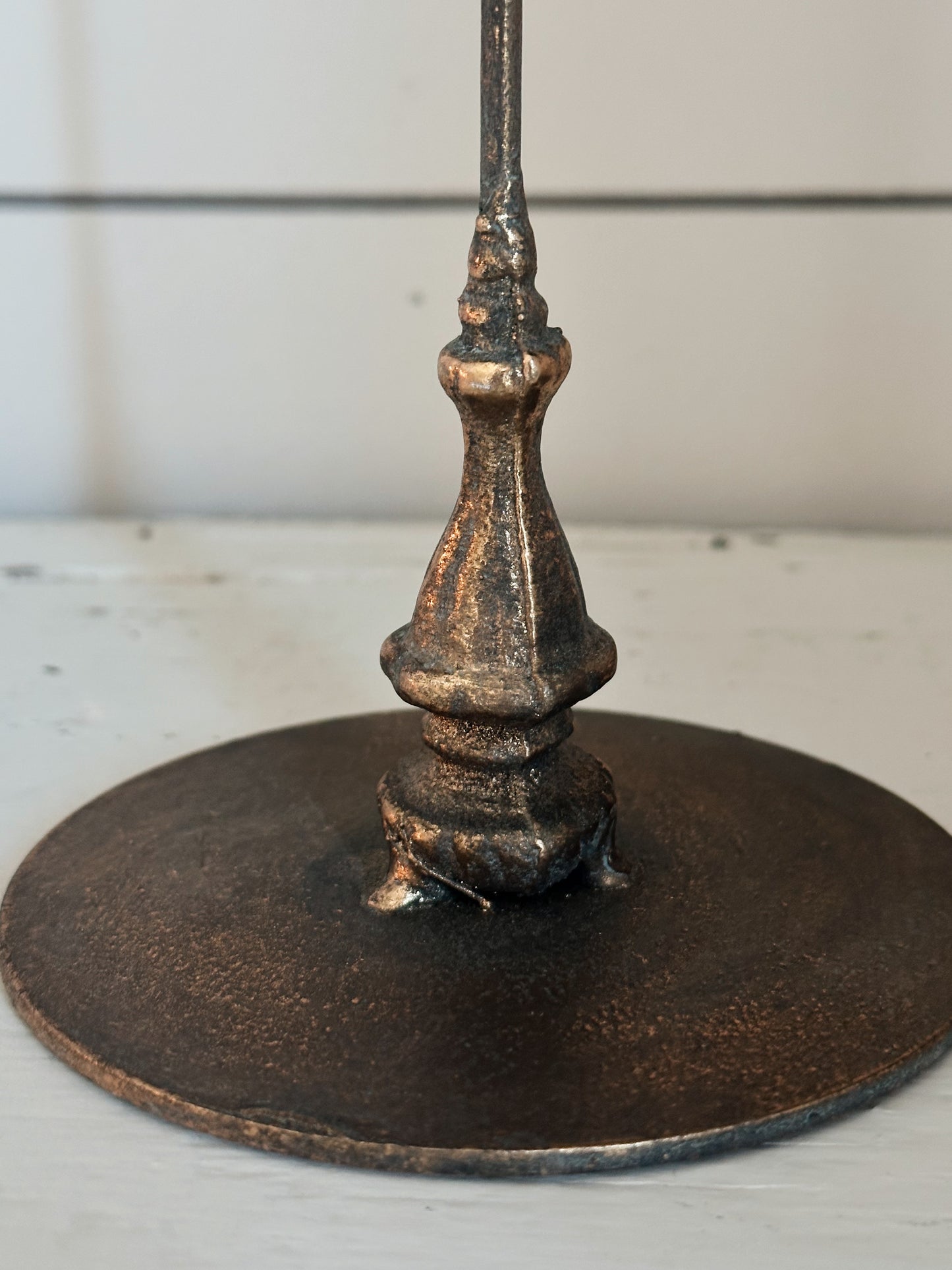 Slender Antique Gold Candle Holders