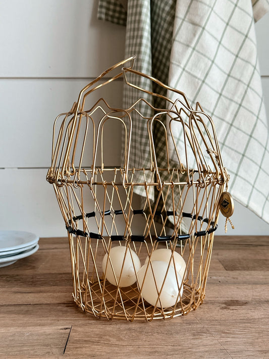 Vintage French Gold Coated Egg Basket