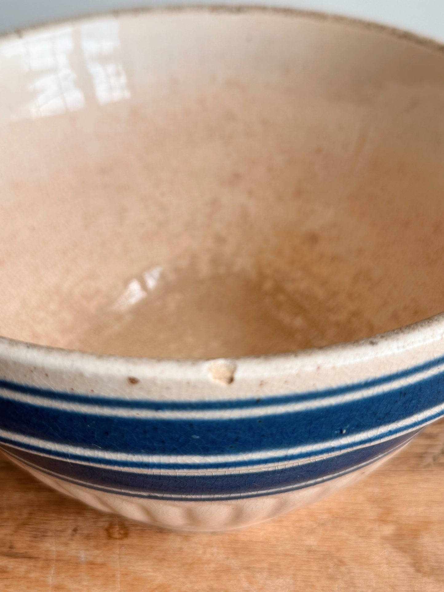 Antique Blue Banded Stoneware Bowl