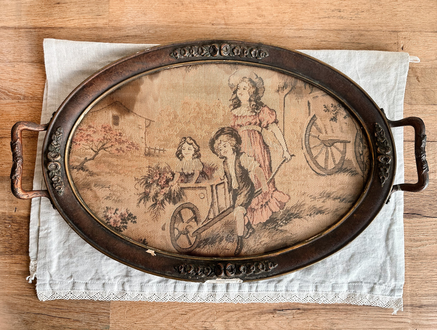 Unique Vintage Tapestry Tray