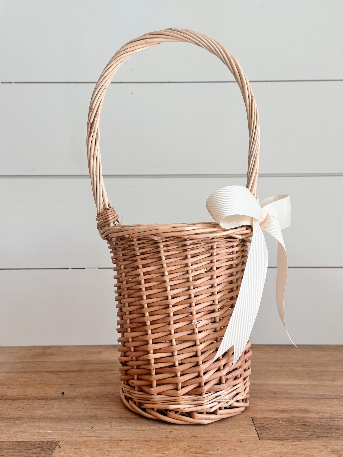 Natural Willow Flower Basket with Bow
