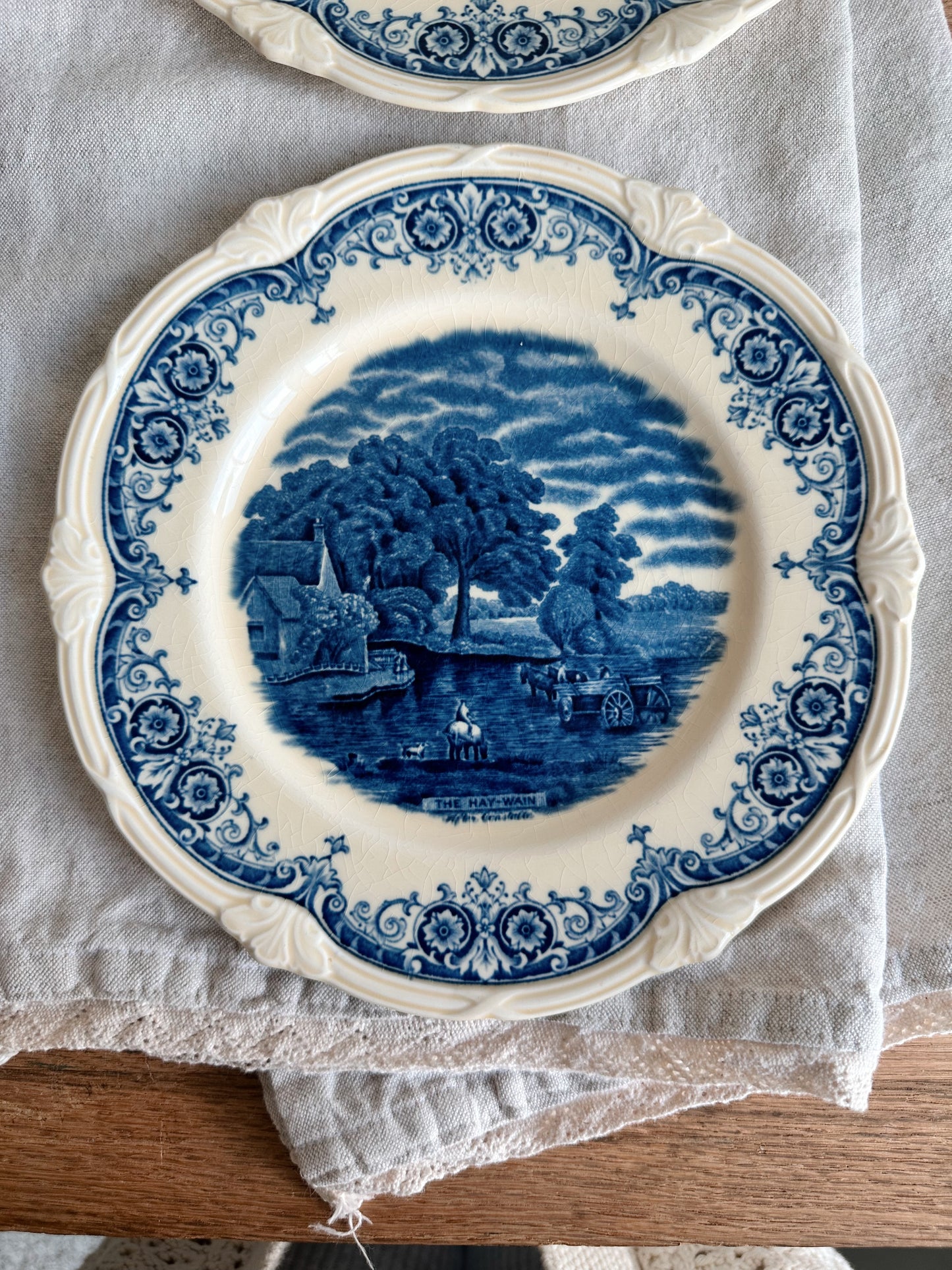 Pair of Antique Grindley Plates, Scenes After Constable