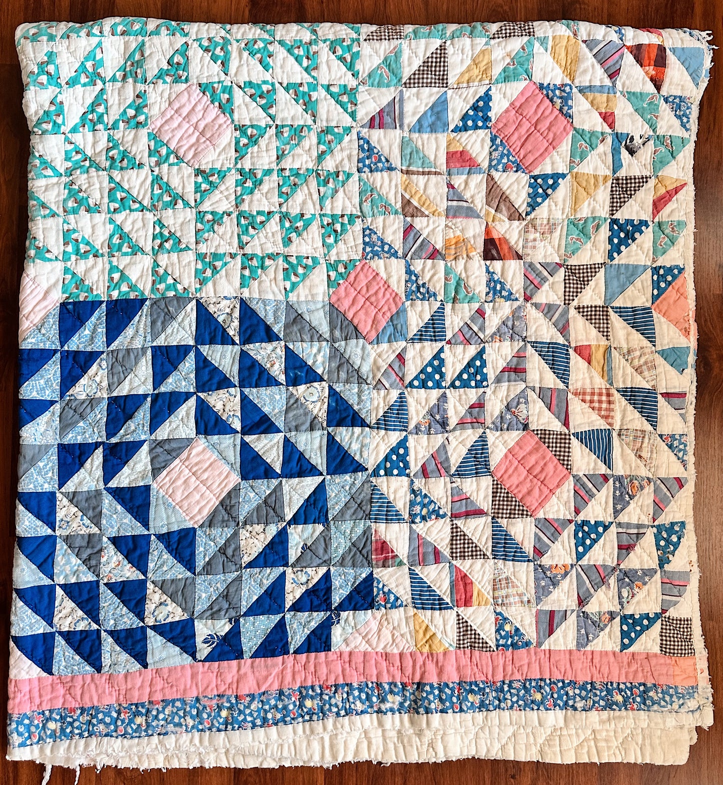 1930s Hand Stitched Patchwork Quilt