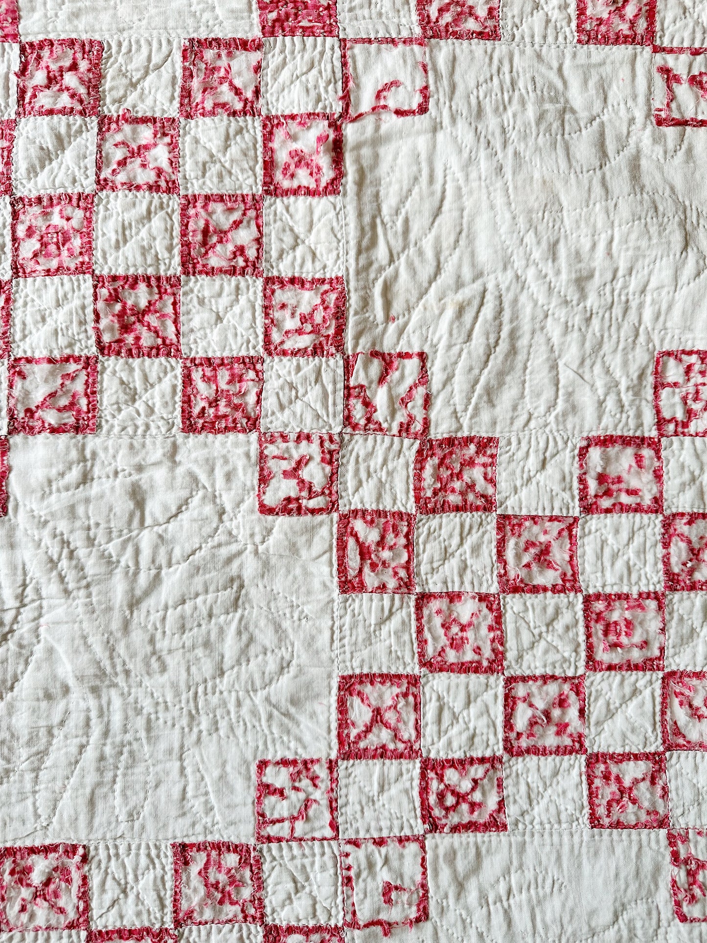 Vintage Hand Stitched Irish Chain Cutter Quilt