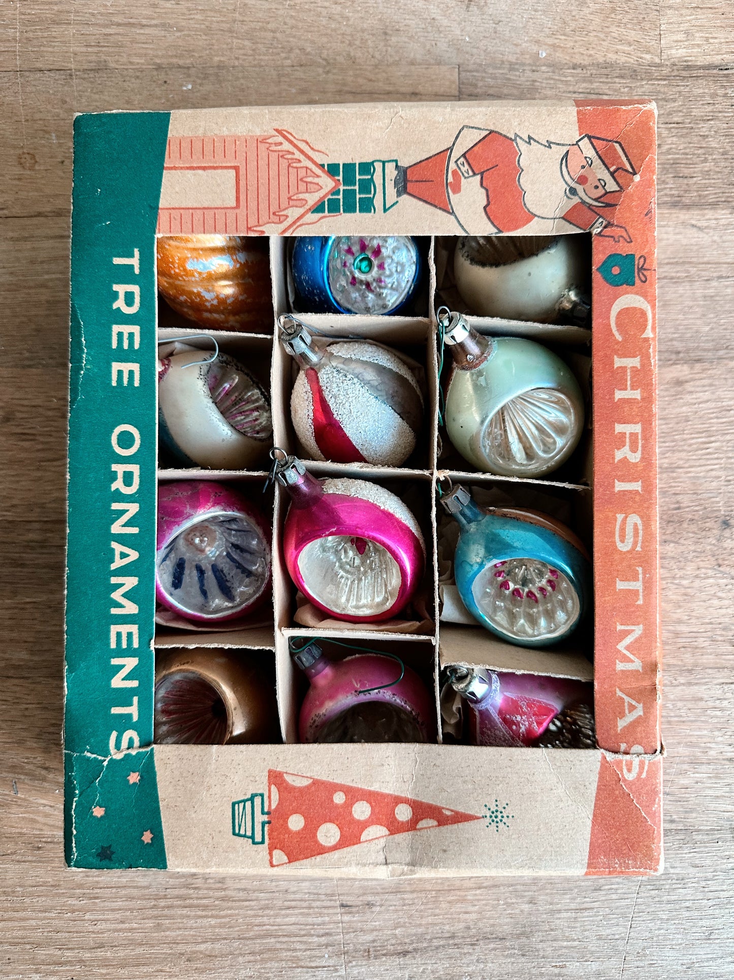 Box of Vintage Polish Fantasia Glass Ornaments