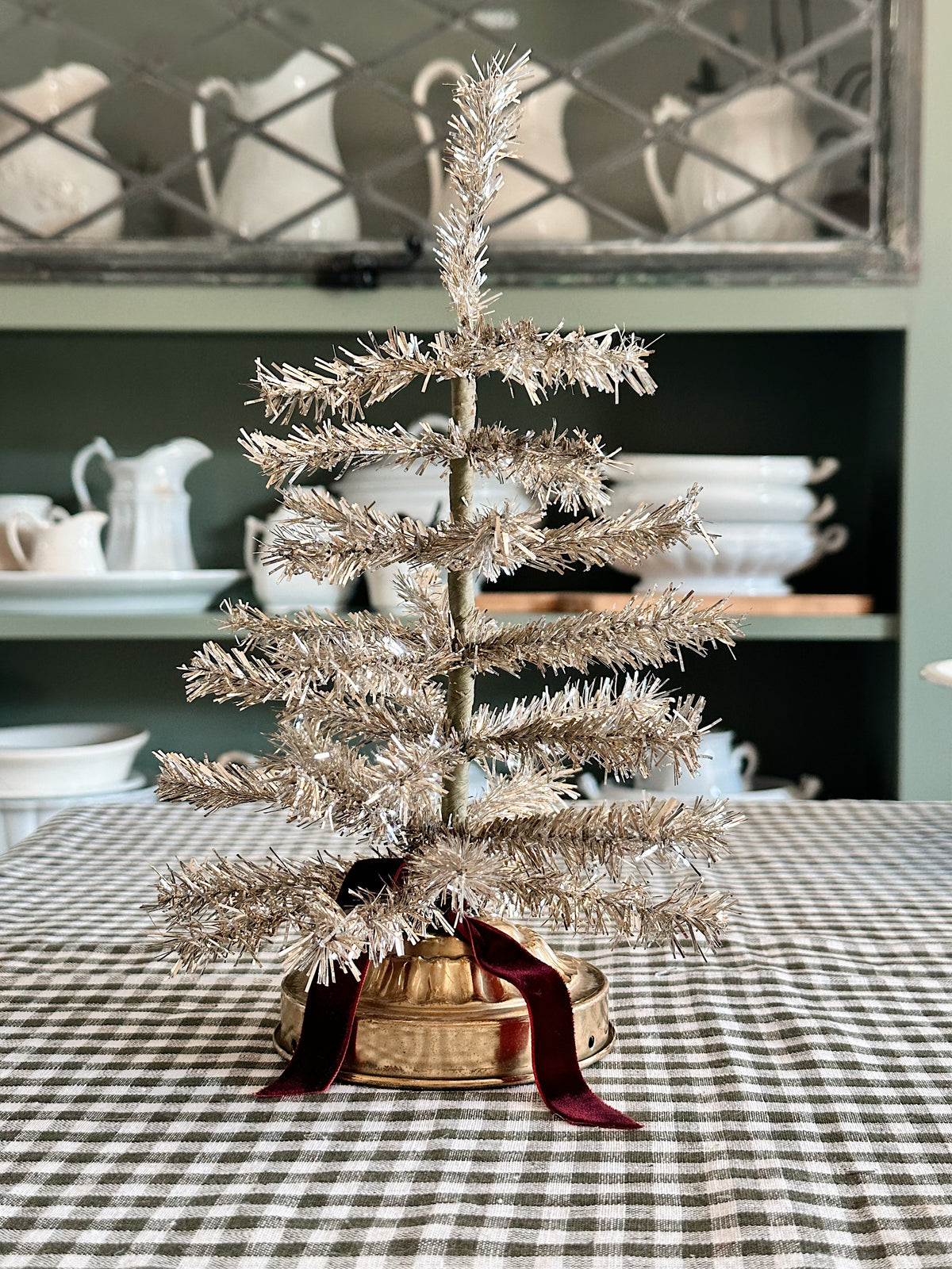 Vintage Lamp Base Tinsel Tree