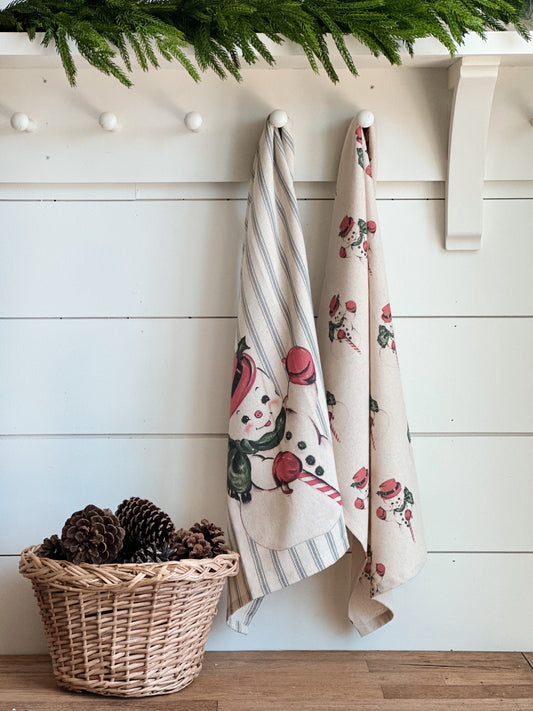 Vintage Inspired Snowman Tea Towels