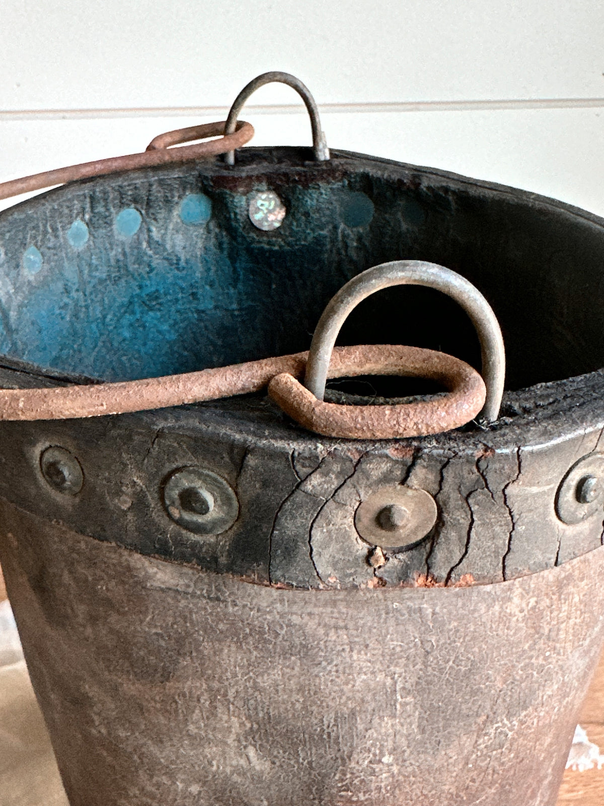 Early Antique Leather Water Pail