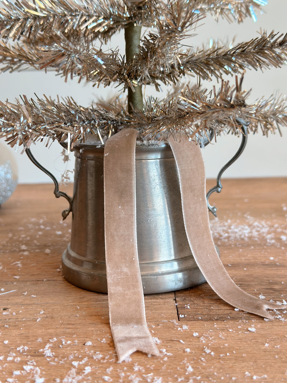 Vintage Pewter Sugar Pot Tinsel Tree