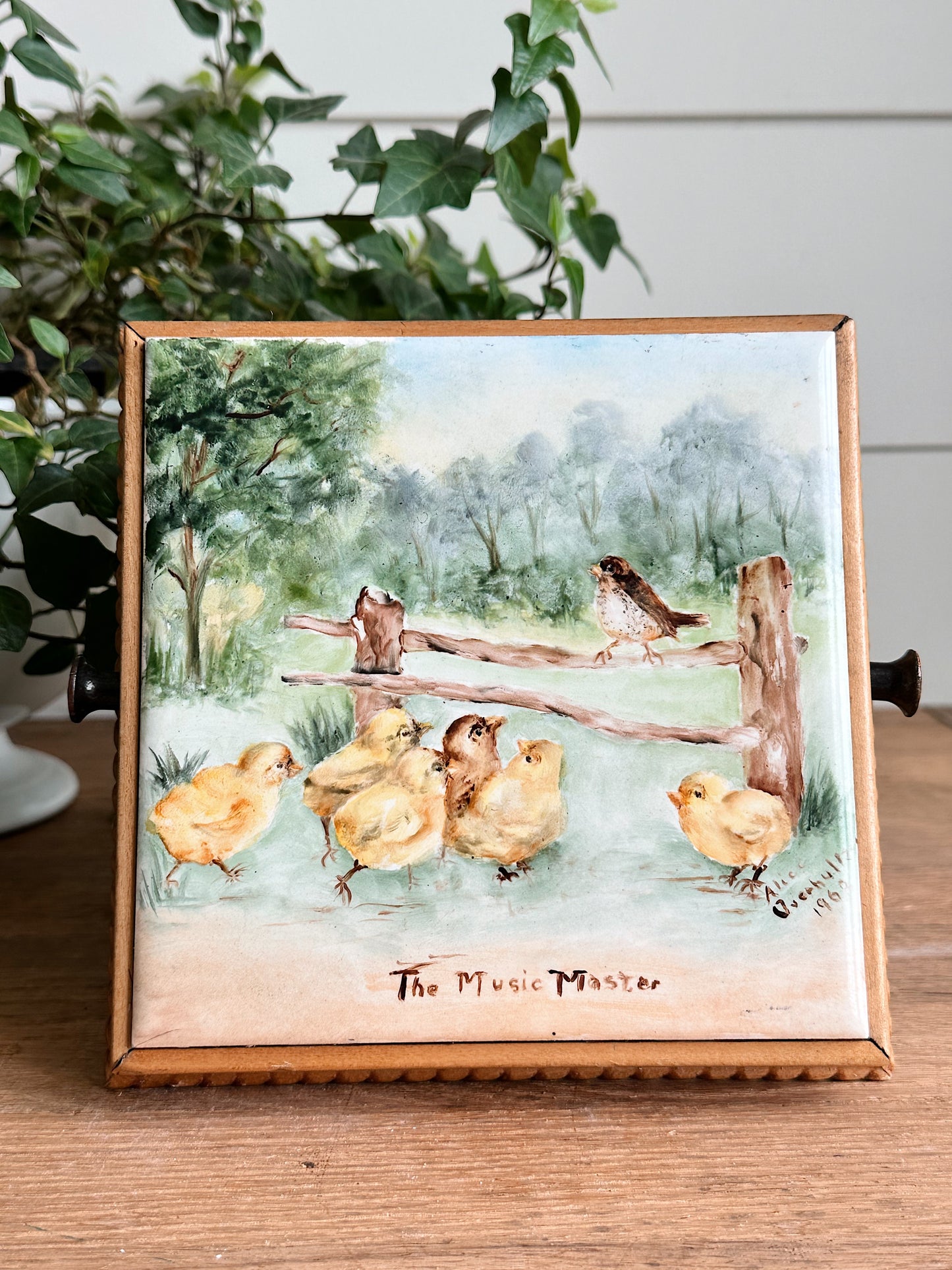 Vintage Hand Painted Tile Wall Hanging