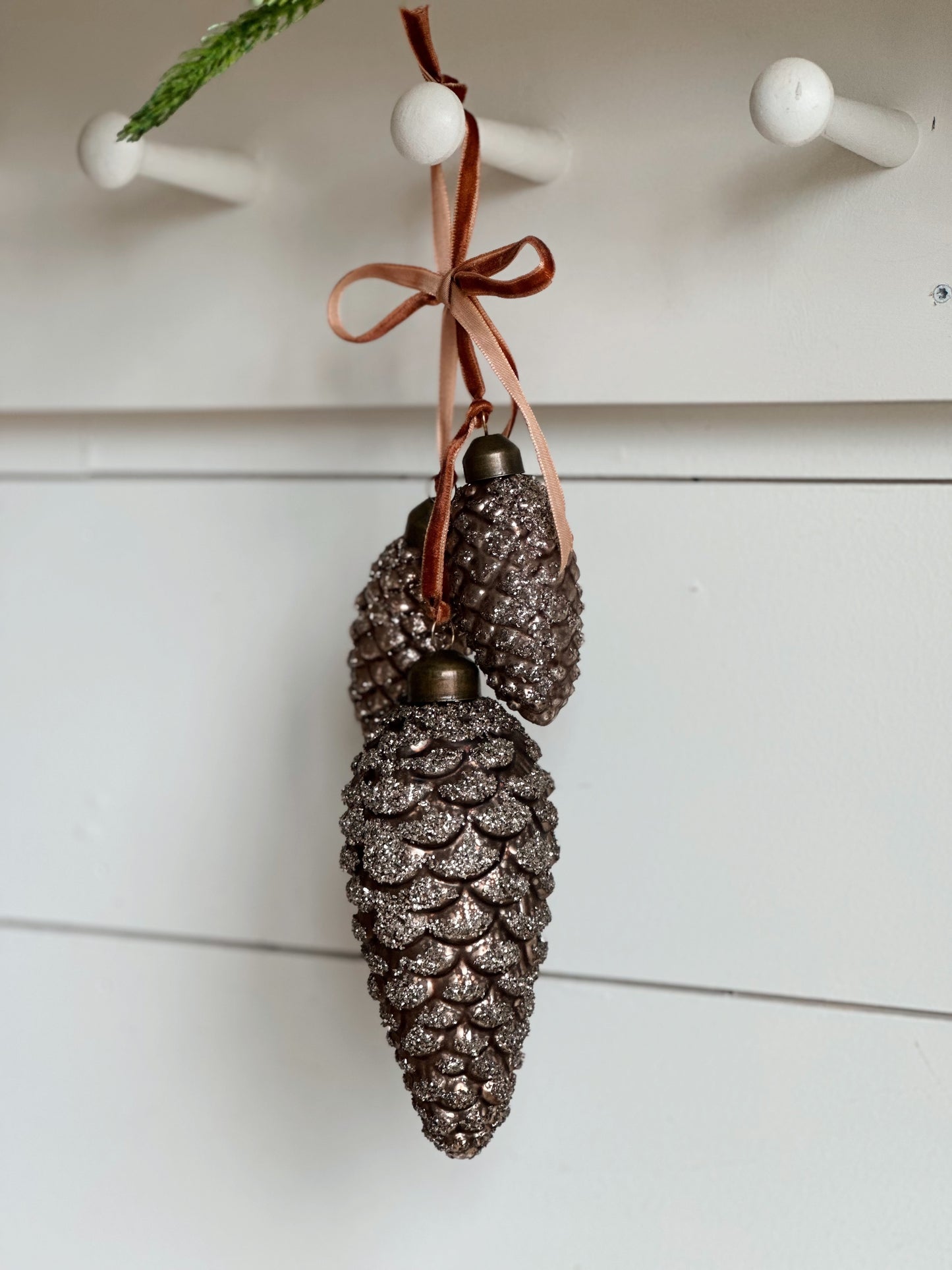 Glass Pinecone Ornament Cluster