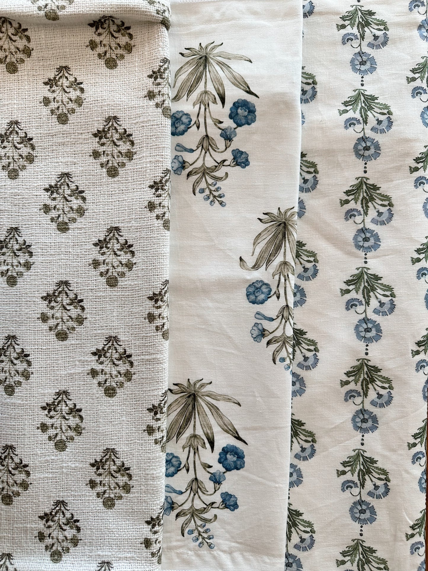 Lucy Block Print Floral Pillow Cover in Blue