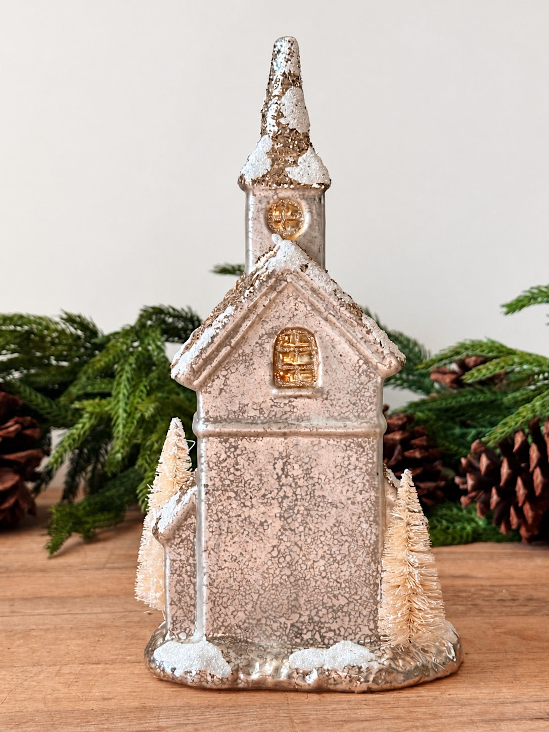 Sparkling Mercury Glass Light Up Houses