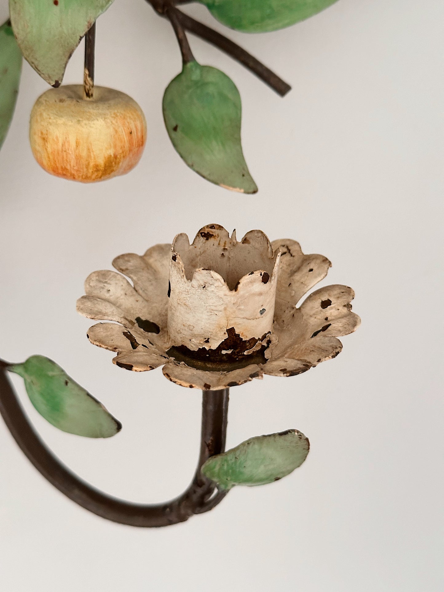 Vintage Toleware Wall Double Candle Sconce