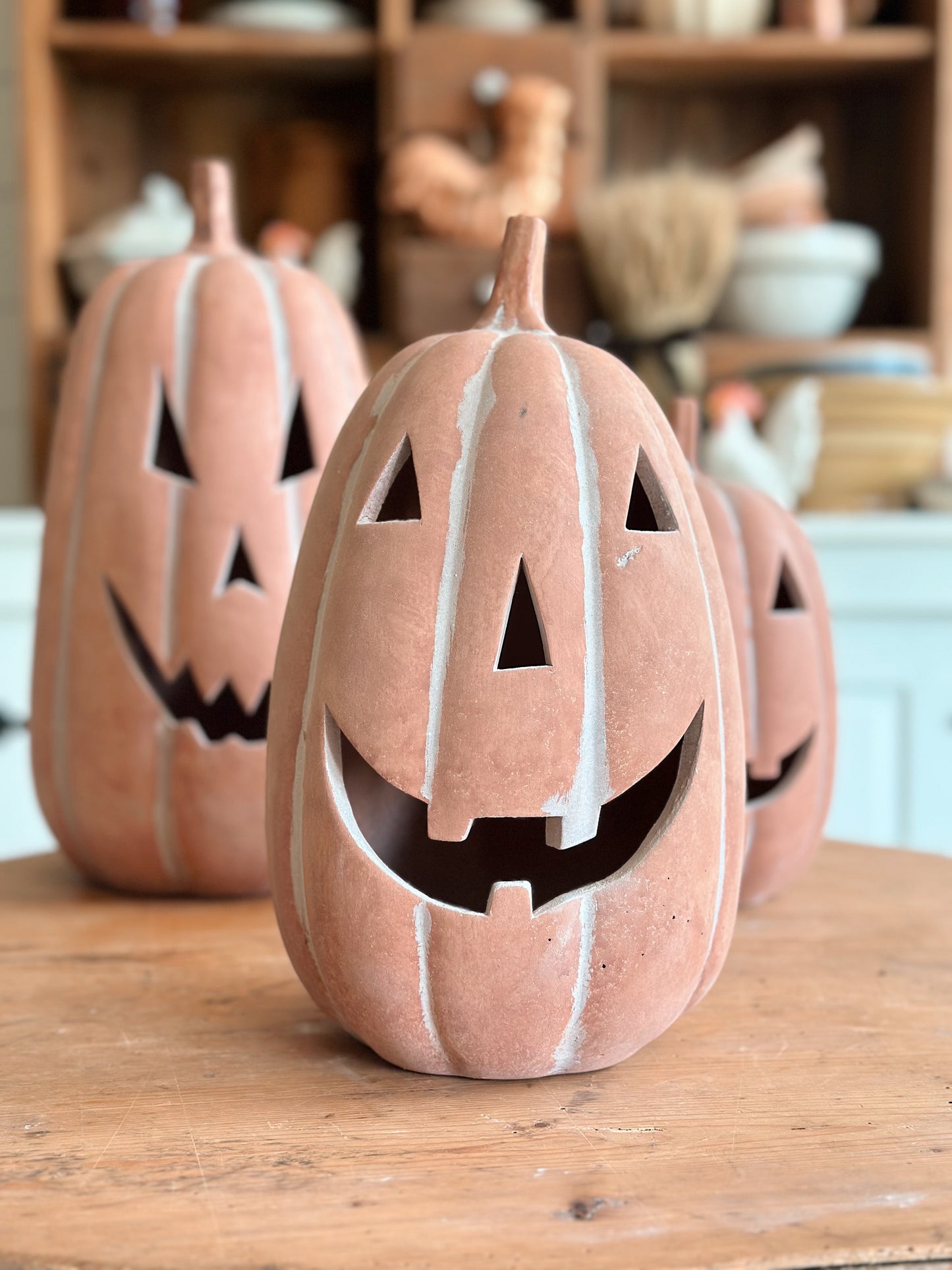 Terracotta Happy Jack-o-Lanterns
