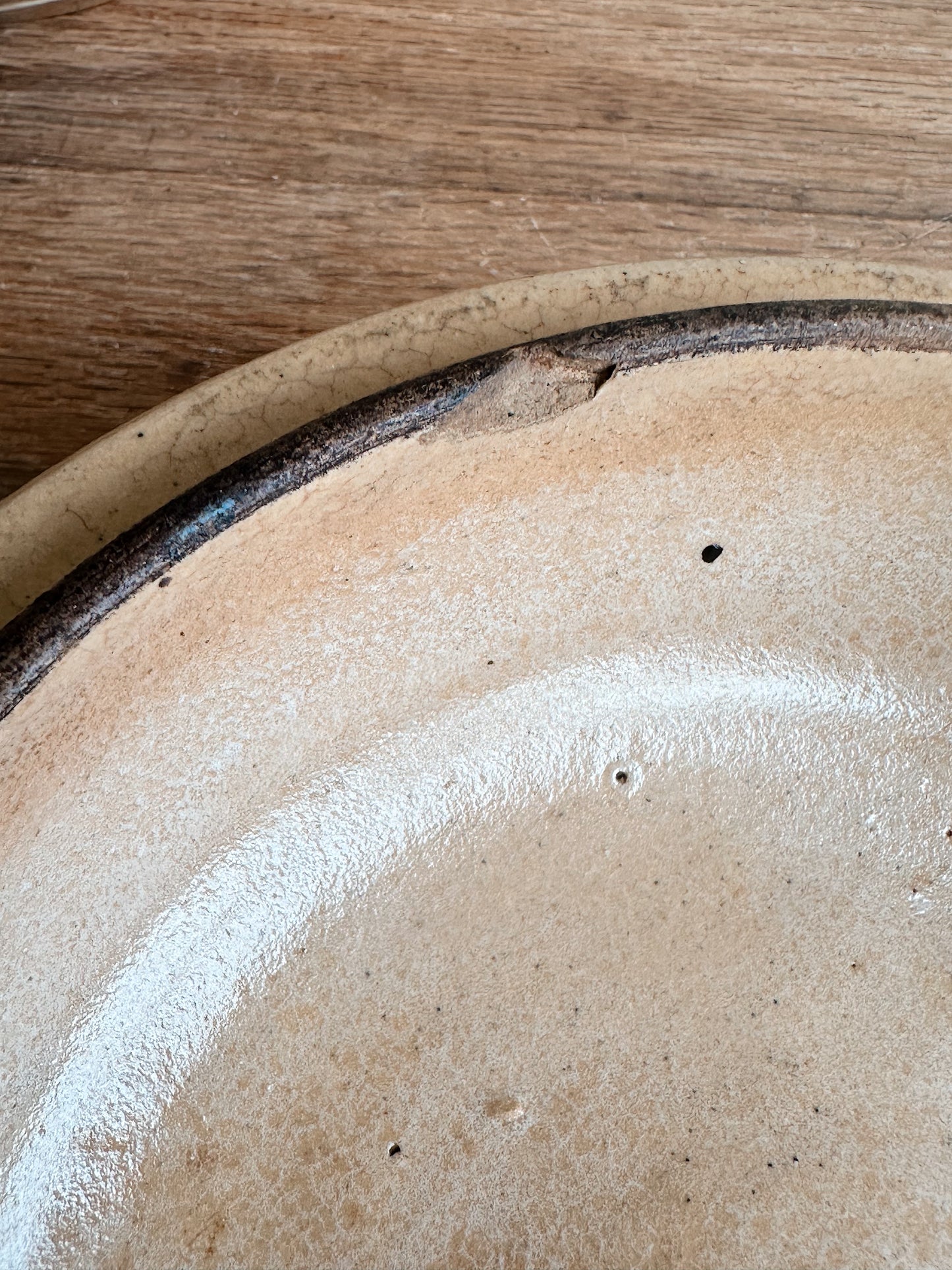 Vintage Banded Stoneware Covered Casserole