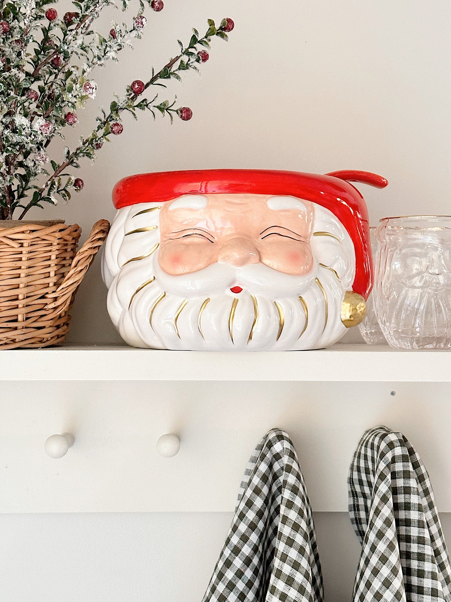 Red Santa Punch Bowl & Ladle