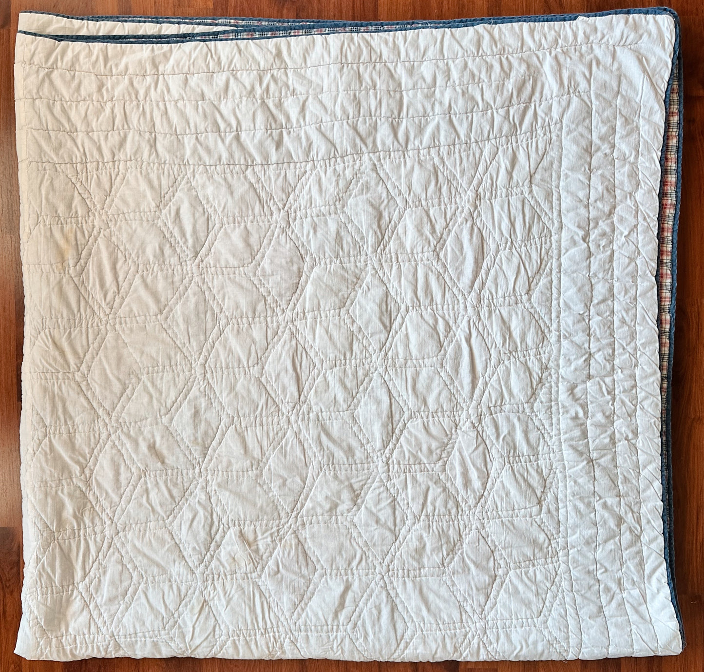 Vintage Hand Quilted Tumbling Blocks Quilt