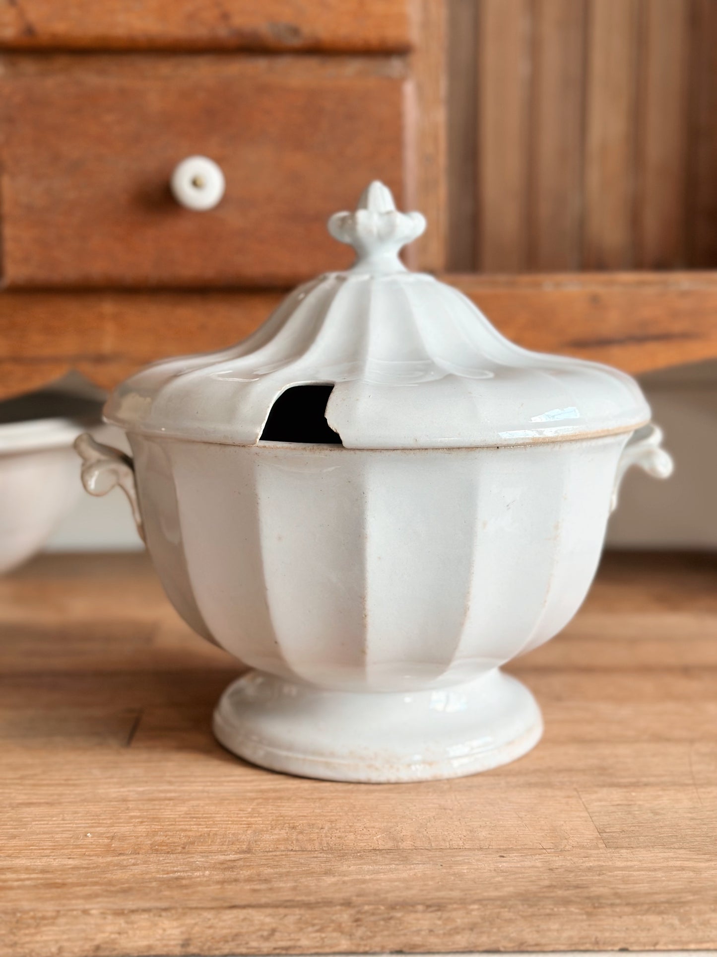 Antique Jacob Furnival Ironstone Punch Bowl & Lid