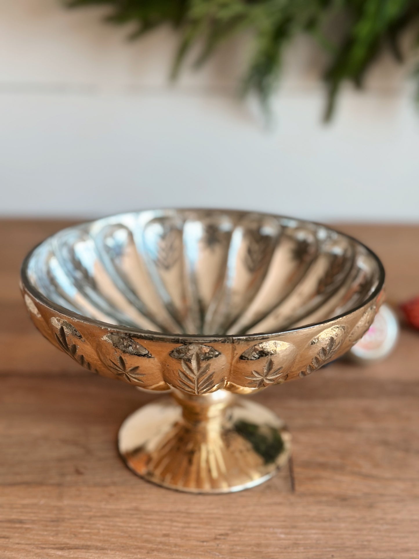 Antiqued Glass Compote