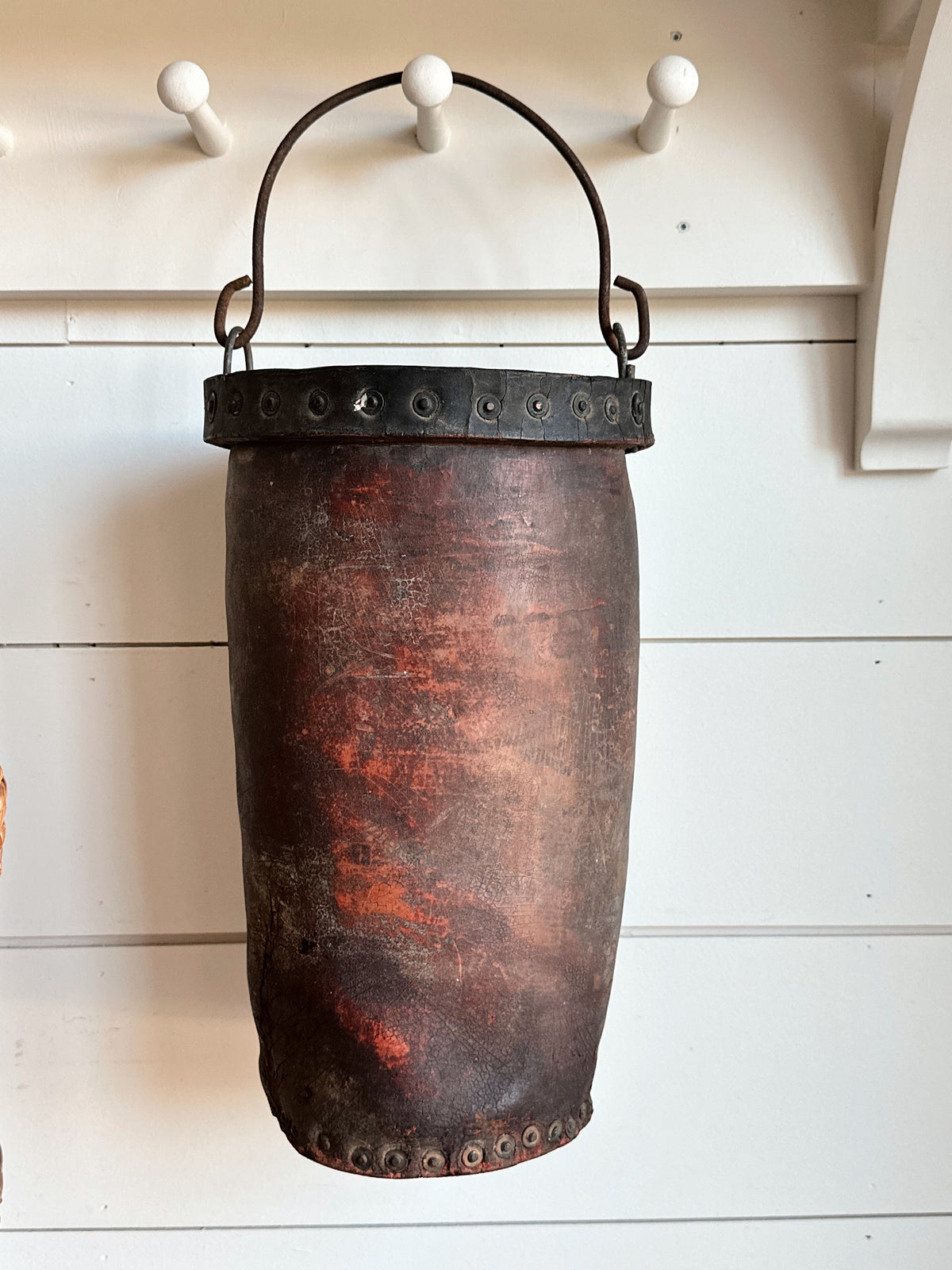 Early Antique Leather Water Pail