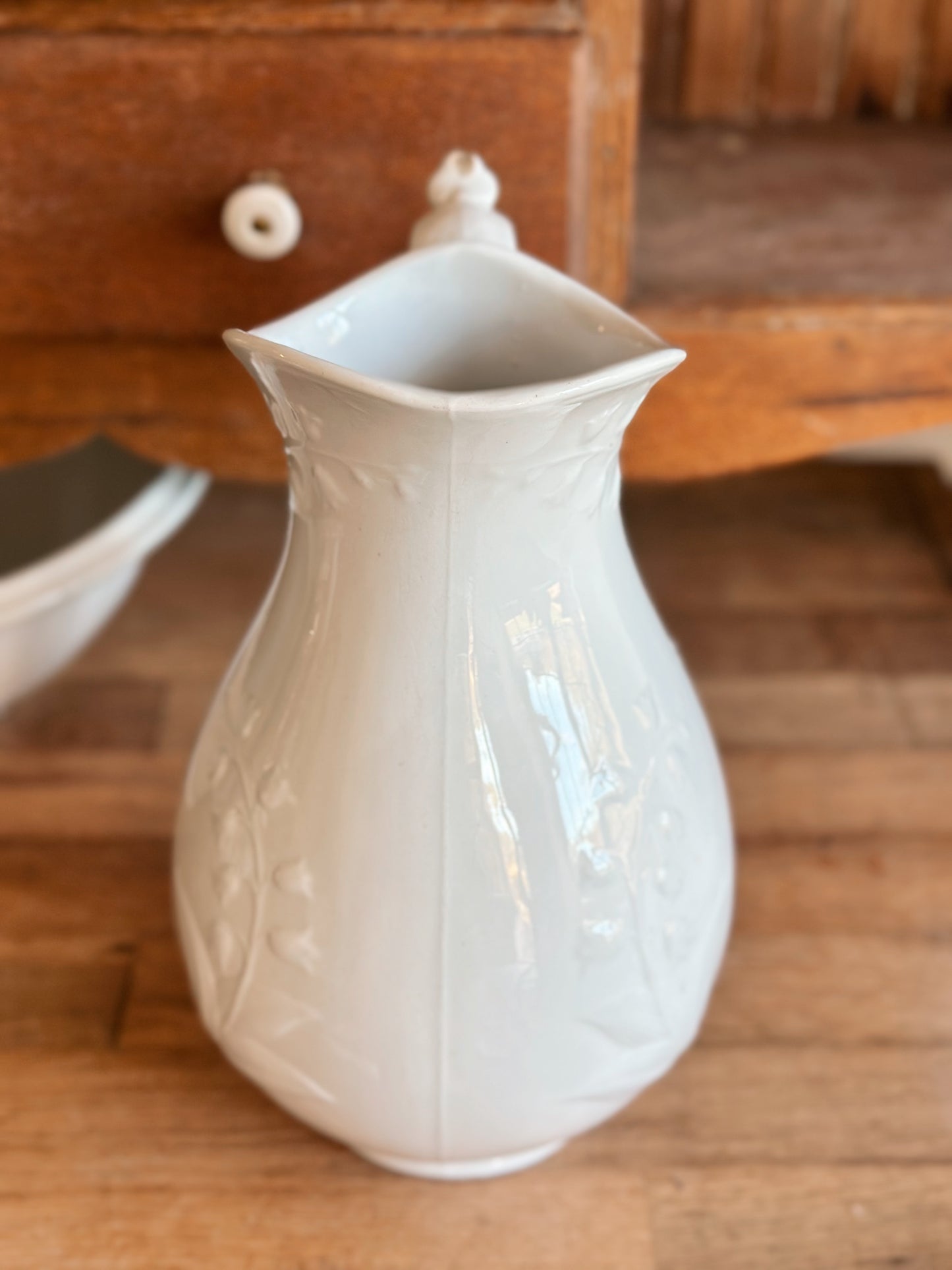 Anthony Shaw Ironstone Pitcher, Lily of the Valley Pattern