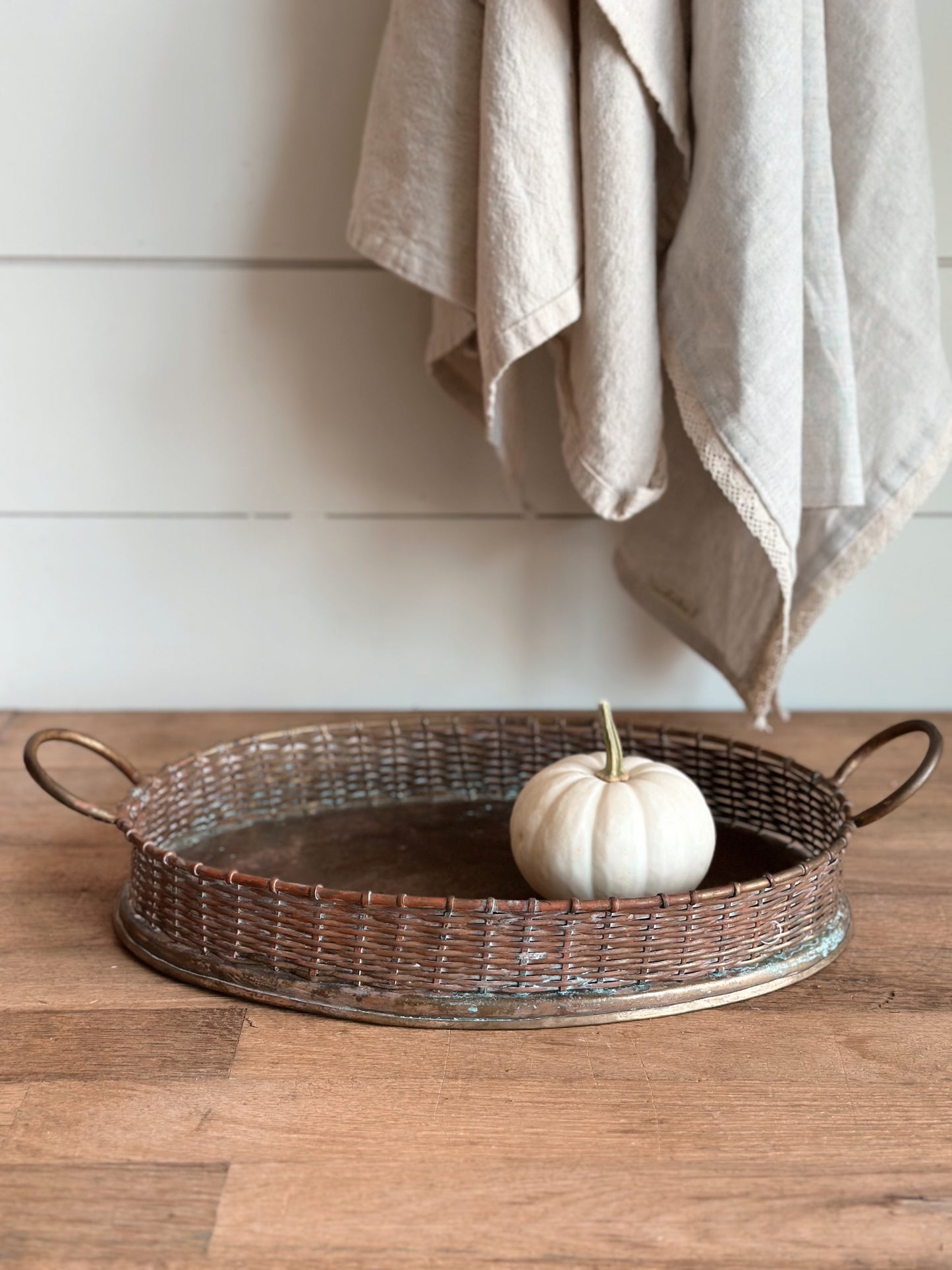 Vintage Woven Brass Tray