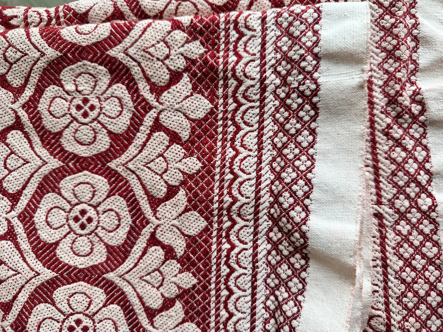 Vintage  Woven Jacquard Coverlet/Fabric