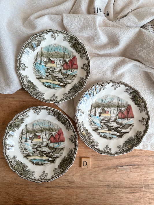 Trio of Johnson Brothers Transferware Saucers