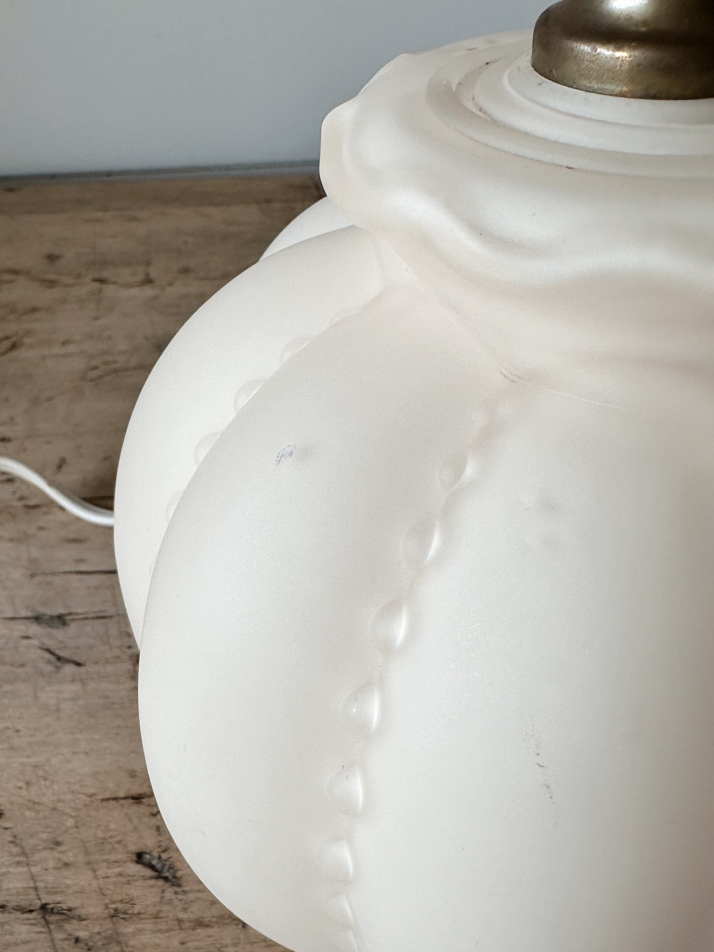 Vintage Glass Lamp with Hand Painted Bow Details