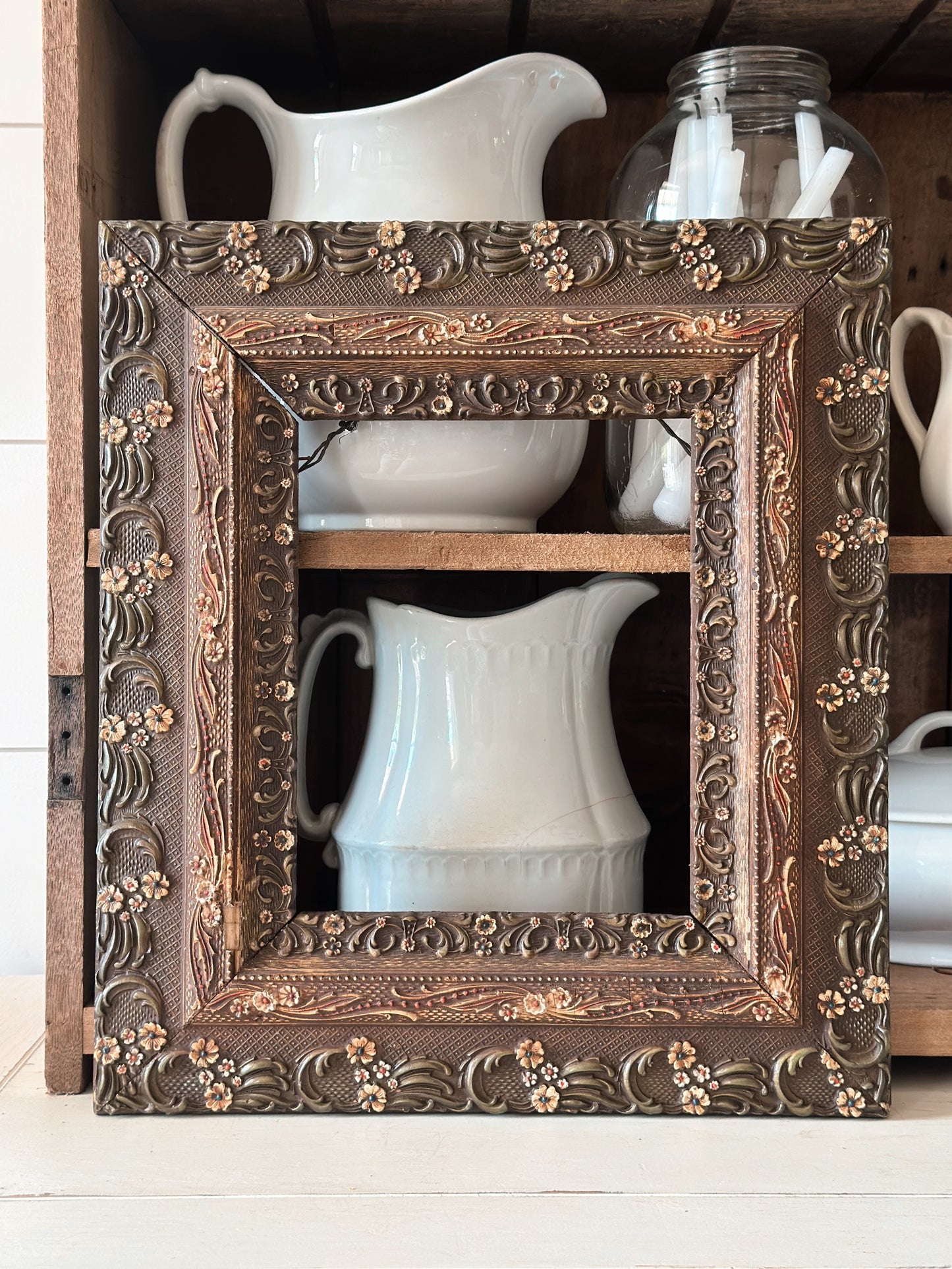Vintage Floral Wood Frame