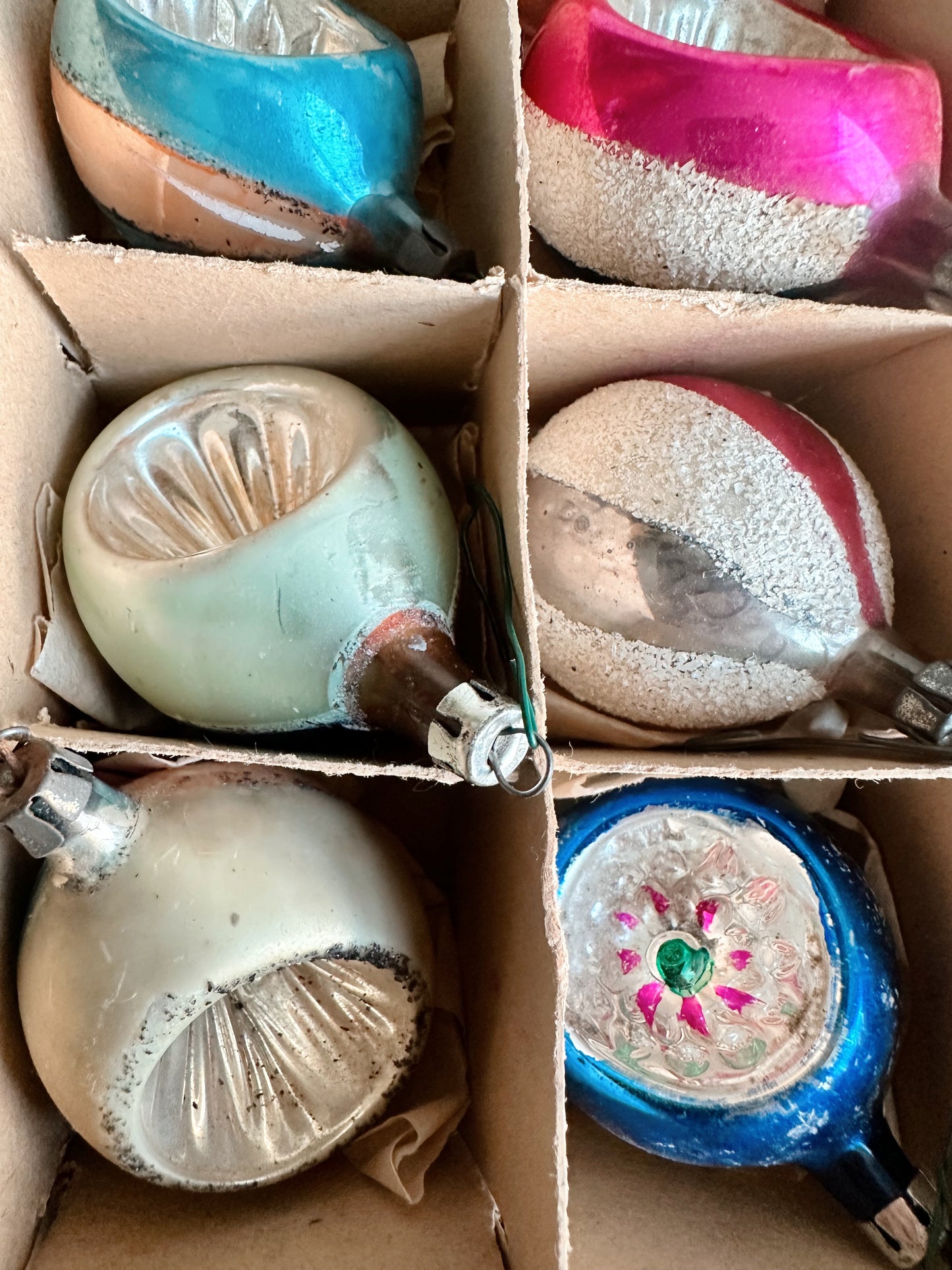 Box of Vintage Polish Fantasia Glass Ornaments