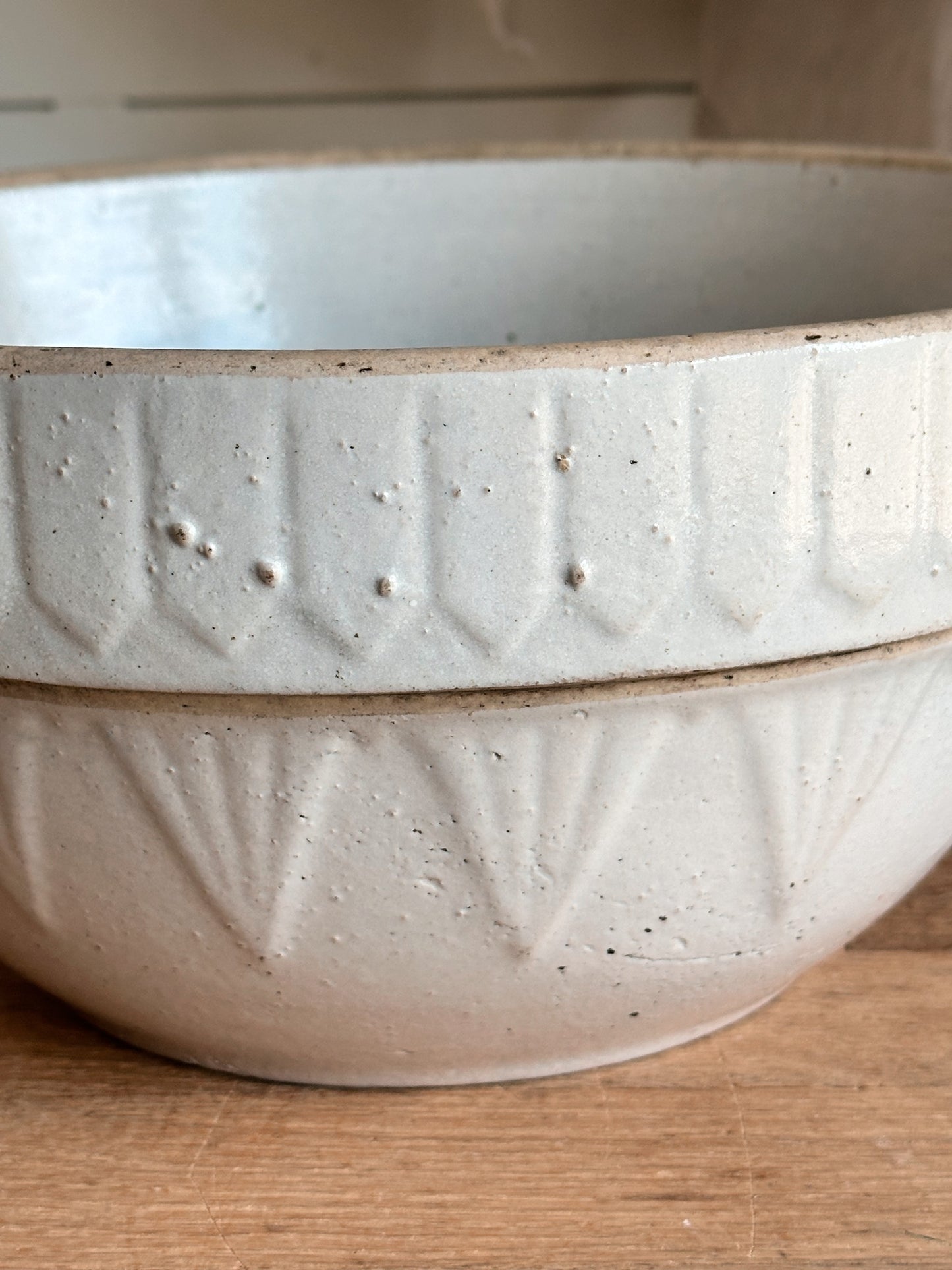 Large Vintage Picket Fence Stoneware Bowl