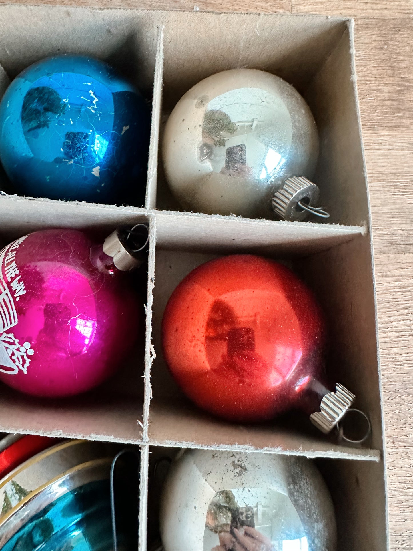 Box of Vintage Shiny Brites (3 unmarked)