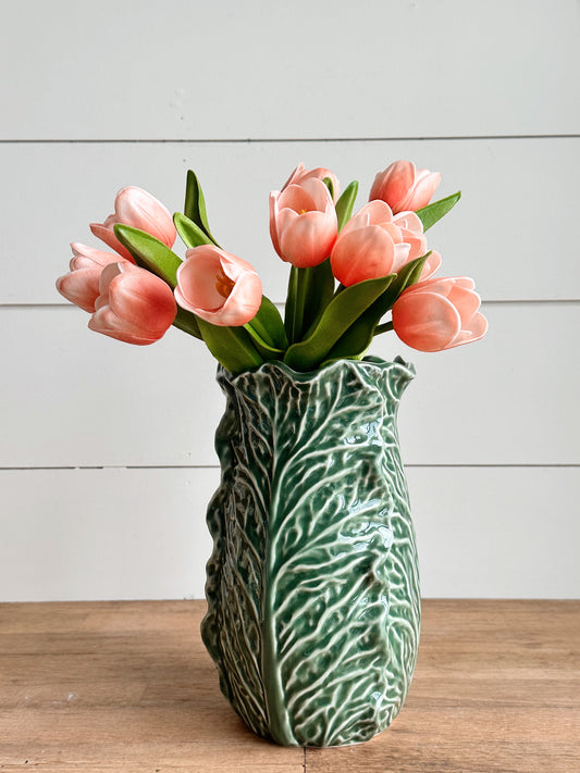 Real Touch Peach Coral Open Tulip Bundle (10 stems)