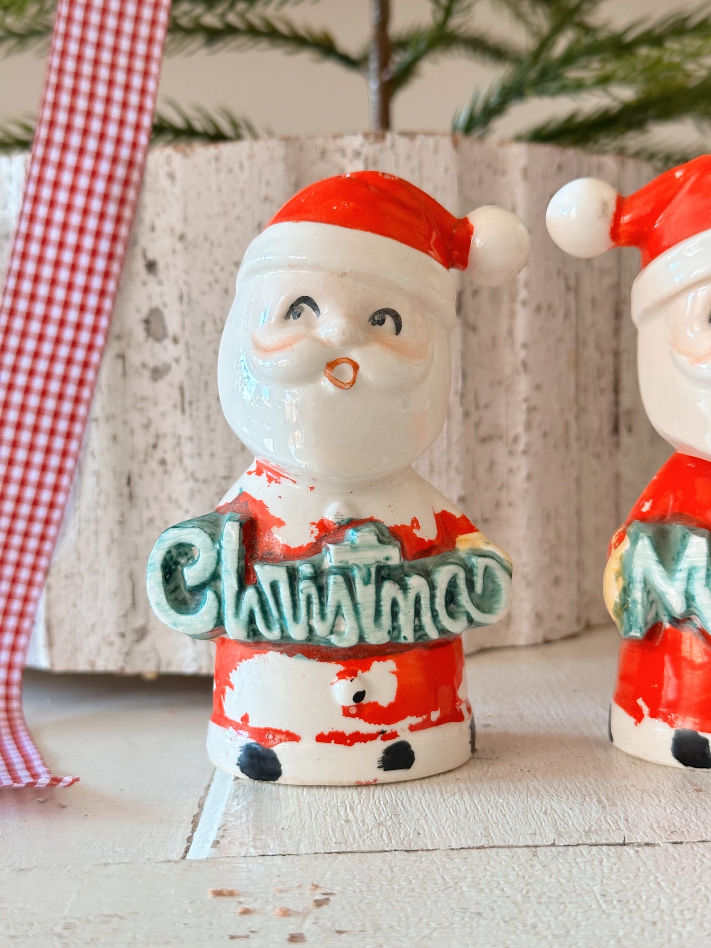 Vintage Santa Merry Christmas Salt & Pepper Shakers