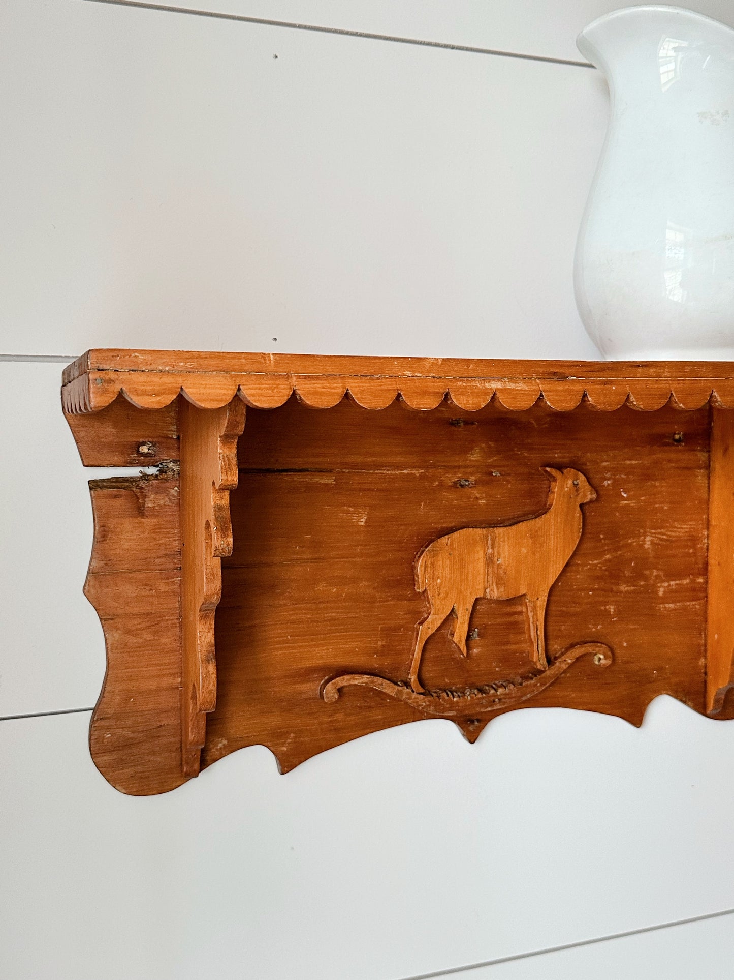 OLD Hand Carved Pine Shelf