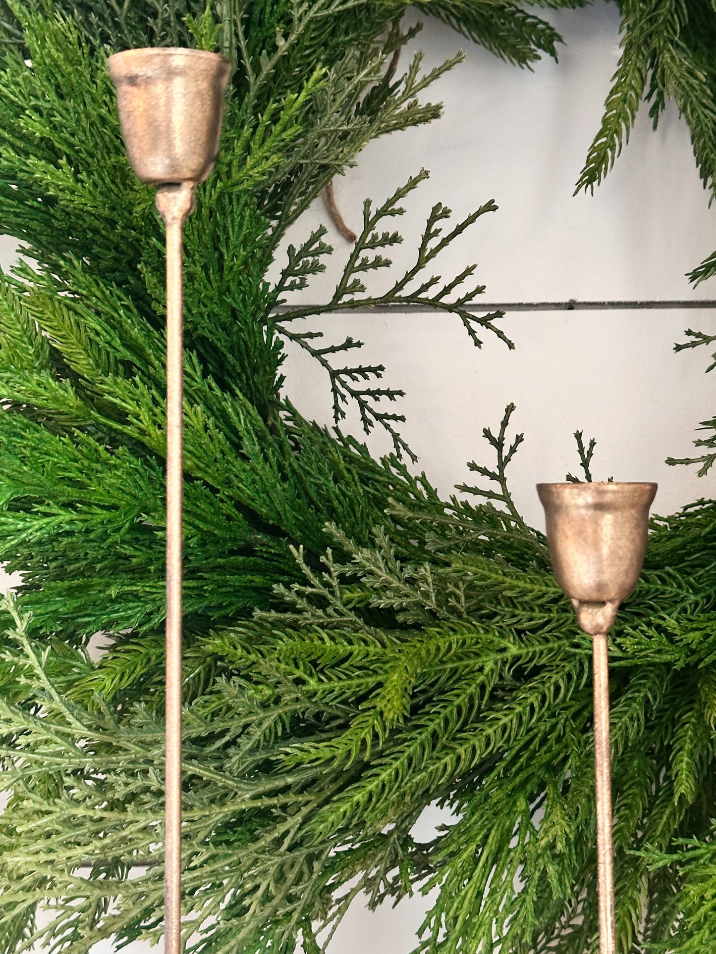 Slender Antique Gold Candle Holders