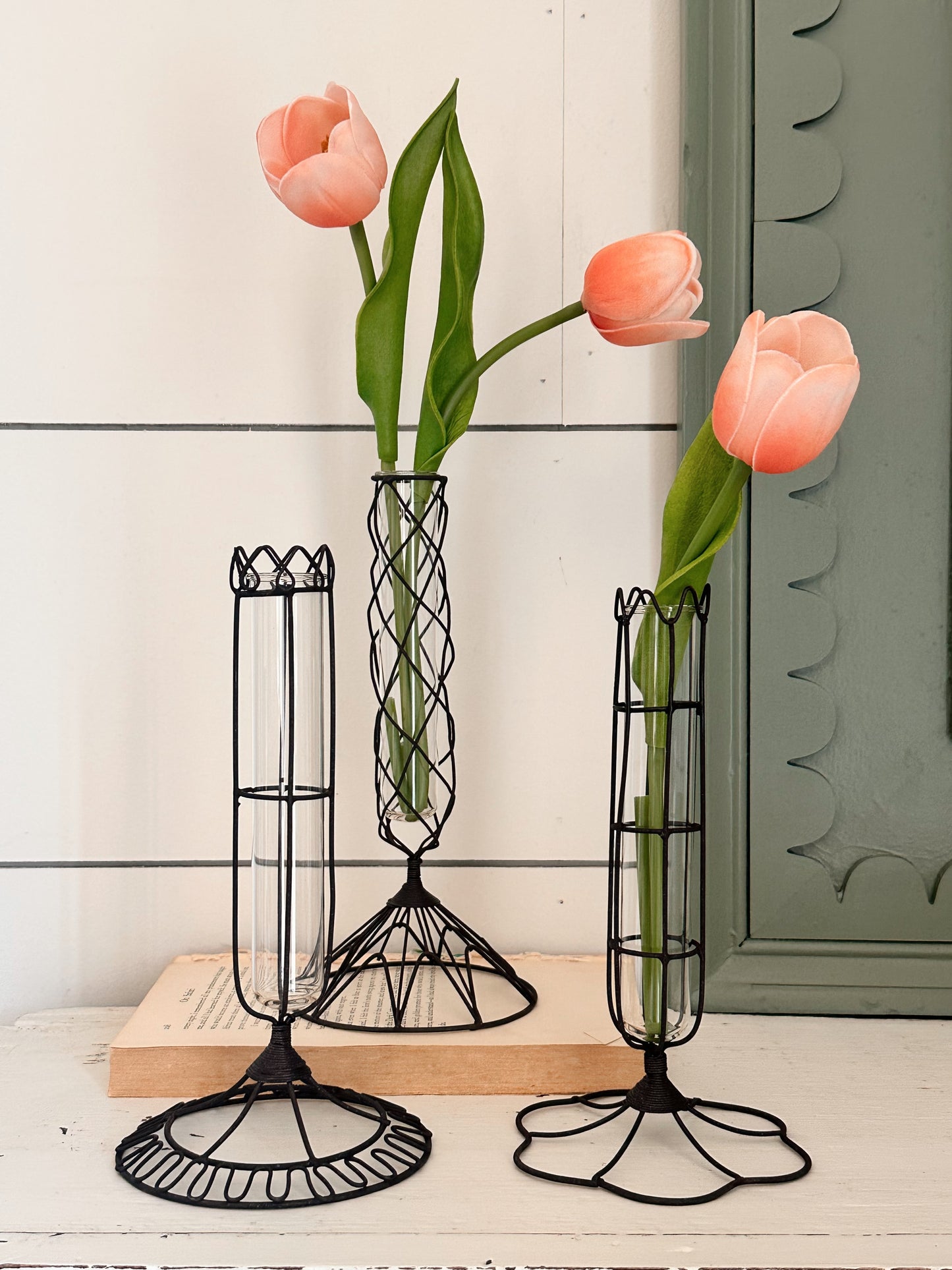 Wire Wrapped Glass Bud Vases