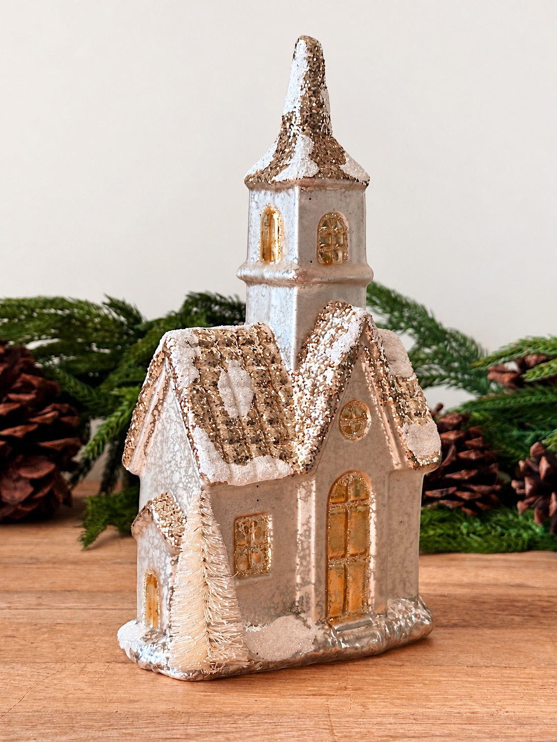 Sparkling Mercury Glass Light Up Houses