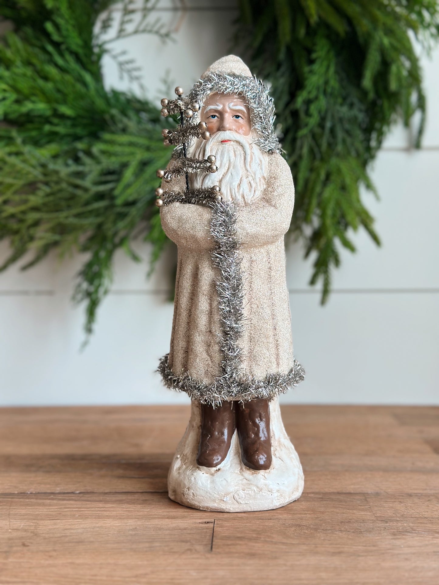 Old World Tinsel Santa Claus