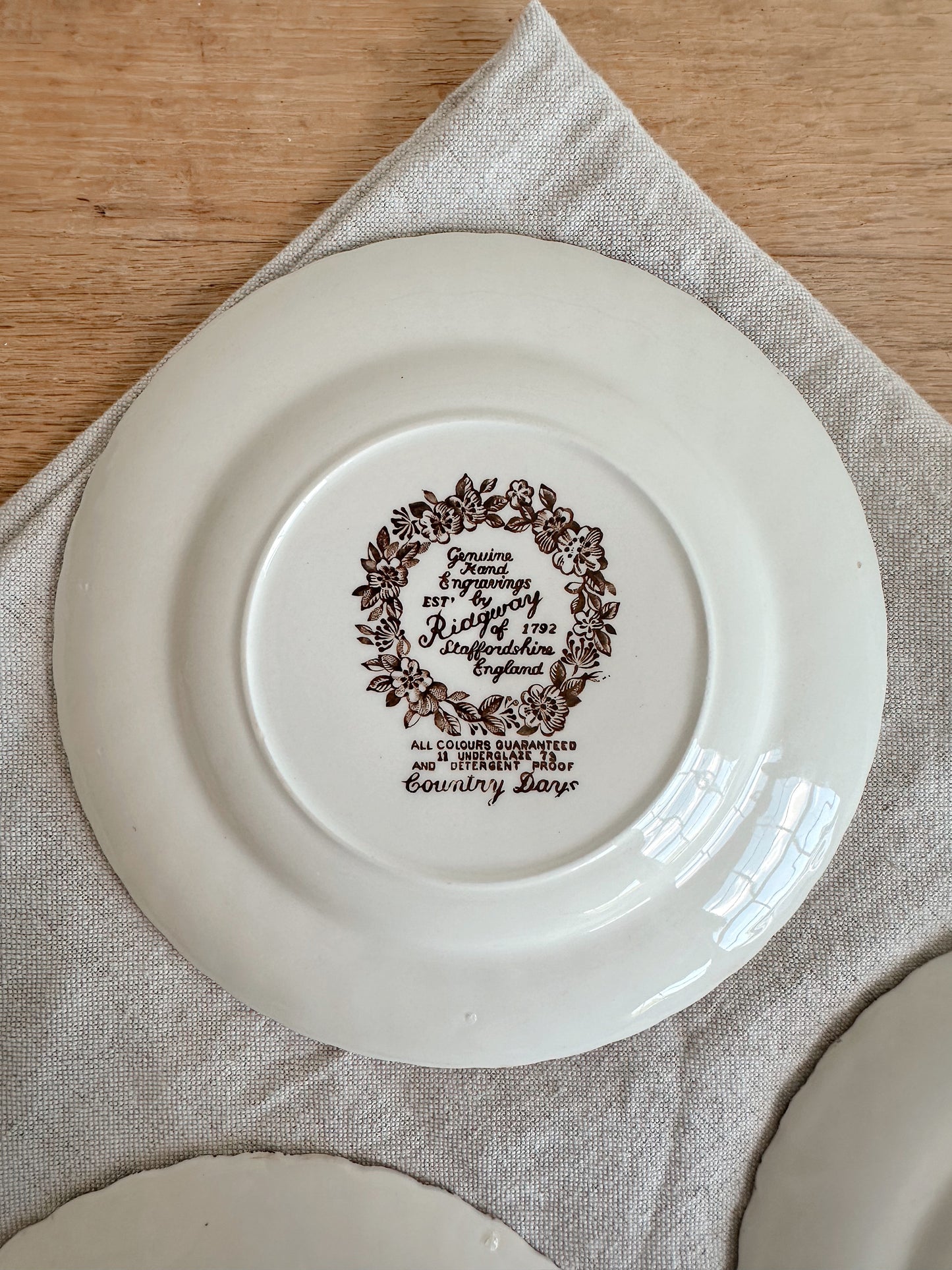 Set of Three Vintage Transferware Dessert Plates