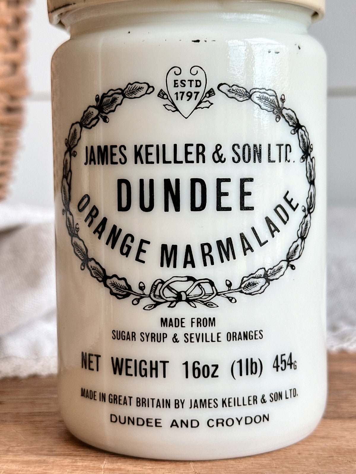 Vintage 1940s James Keller Glass Orange Marmalade Jar