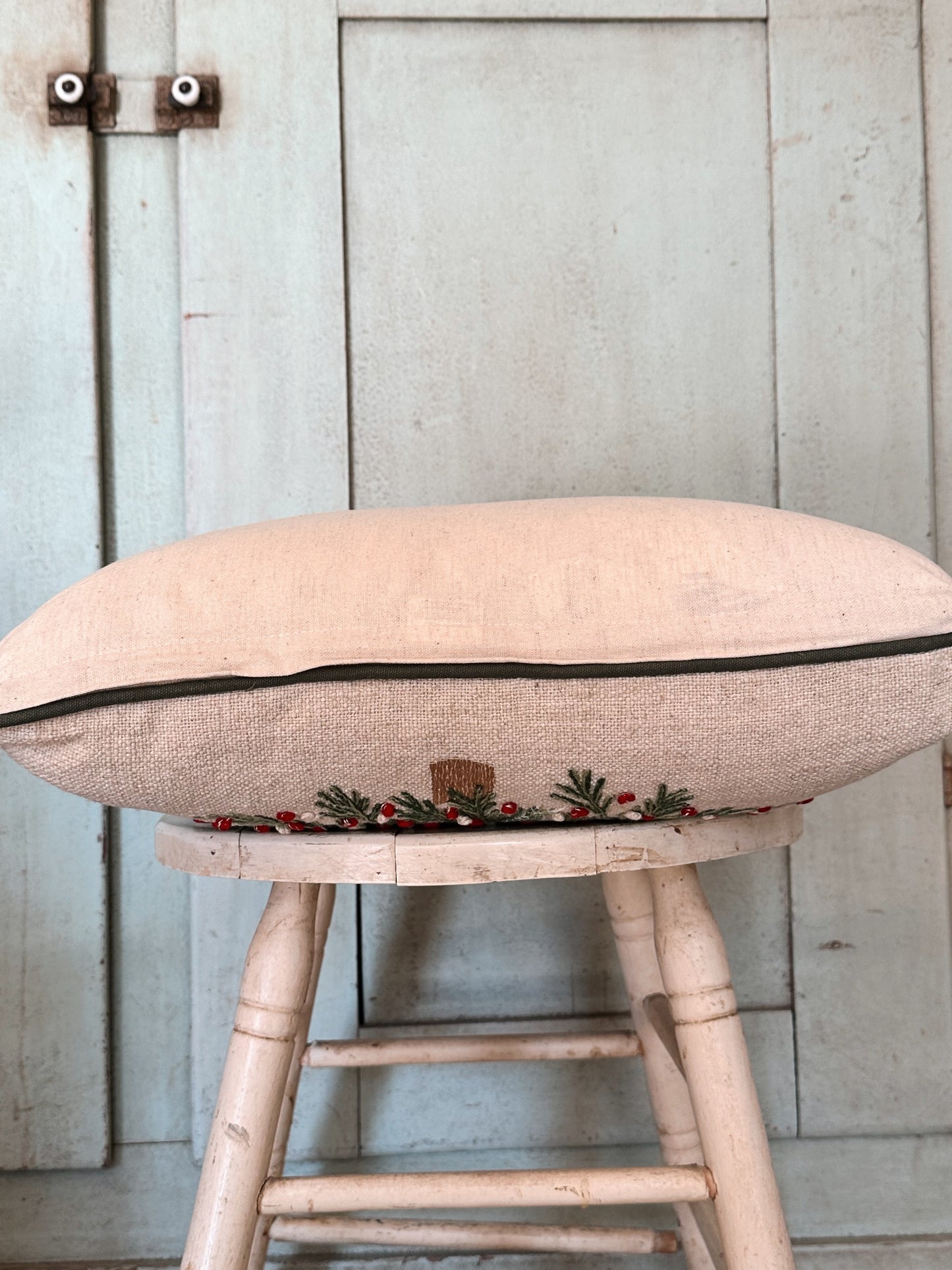 Embroidered Christmas Tree Pillow