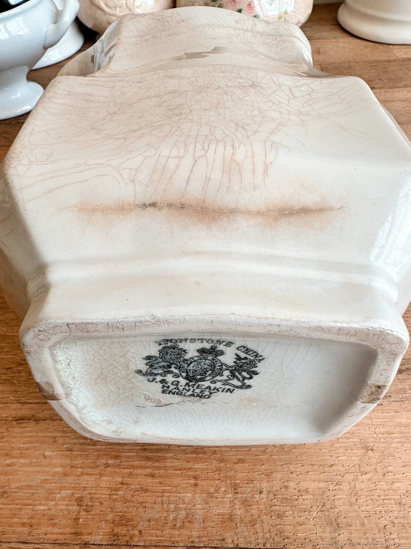 Beautifully Stained J&G Meakin Ironstone Pitcher